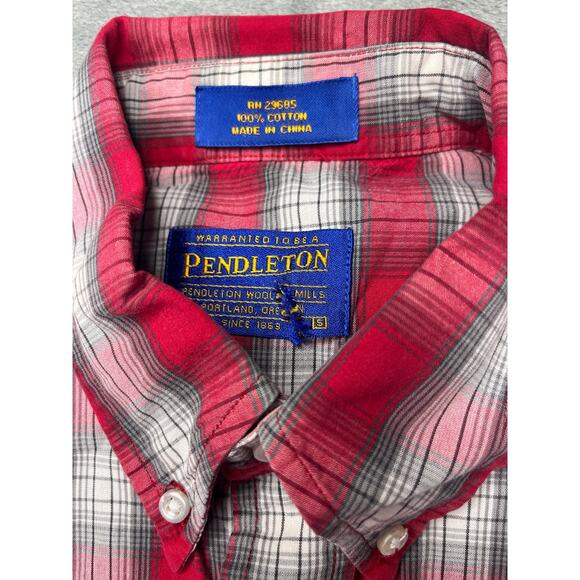 Pendleton Frontier Shirt Mens Small Pearl Snap RED Plaid Long Sleeve Western - Picture 2 of 8